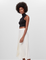 Bershka Falda Midi Plisada Mujer M Beige en oferta