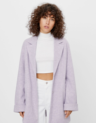 Bershka Abrigo Corto Recto Mujer Xs Morado precio