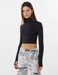 Bershka Camiseta De Manga Larga Mujer M Negro precio