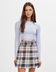 Bershka Camiseta Lace Up Gráfico Mujer Xs Azul Claro precio