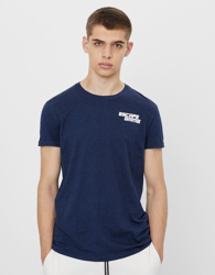 Bershka Camiseta Muscle Fit Hombre Xl Azul en oferta