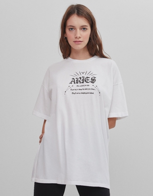 Bershka Camiseta Zodiaco Aries Mujer M Blanco
