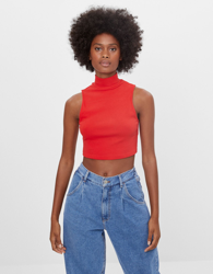 Bershka Top Cuello Alto Mujer Xs Rojo características