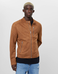Bershka Cazadora Biker Efecto Ante Hombre M Camel características