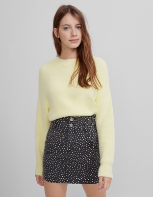 Bershka Falda Corta Paperbag Mujer 40 Negro