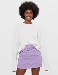 Bershka Falda Cargo Con Cinturón Y Botones Mujer 38 Morado en oferta