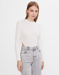 Bershka Body Manga Larga Mujer Xs Blanco Roto características