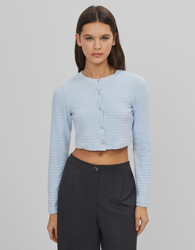 Bershka Chaqueta Jacquard Detalle Botones Mujer S Azul Claro precio