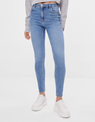 Bershka Jeans Skinny High Waist Mujer 38 Azul Lavado en oferta