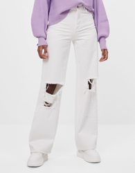 Bershka Jeans 90'S Wide Leg Mujer 34 Blanco precio