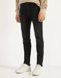 Bershka Jeans Skinny Rotos Hombre 40 Negro en oferta