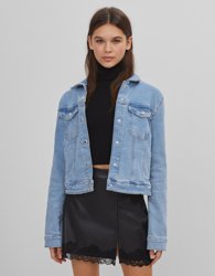 Bershka Cazadora Denim Mujer Xxs Azul Lavado precio