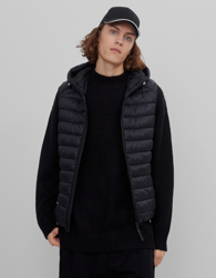 Bershka Chaleco Acolchado Ligero Con Capucha Hombre Xl Negro características