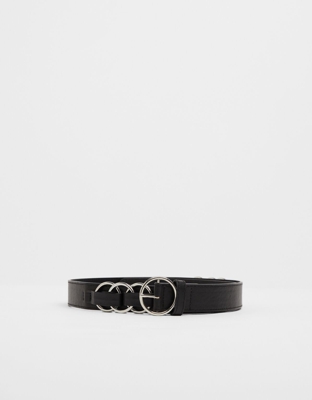 Bershka Cinturón Hebilla Mujer 75 Negro