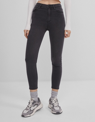 Bershka Pantalón Super High Waist Mujer 42 Gris