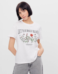 Bershka Camiseta Print Mujer L Blanco características