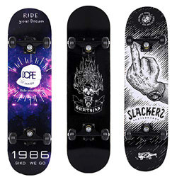 RORA Monopatín Completo Skateboard para Principiantes 31"x8" rodamientos ABEC-7 Tabla de para Niñas Niños Adolescentes Adultos (Skull) características