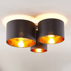 Lindby Laurenz plafón, 3 luces, gris-oro en oferta
