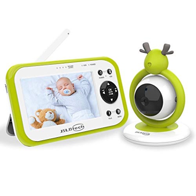 JSLBtech Vigilabebés Inalambrico con Cámara, Monitor de Bebé Visión Nocturna Pantalla LCD de 4.3", Monitoreo de Temperatura, visión nocturna, VOX, Com