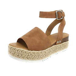 Sandalias Mujer Verano 2019 cáñamo Fondo Grueso Sandalias Punta Abierta Cuero Fondo Plano Zapatos Bohemias Romanas Hebilla Zapatillas Gris 35-43 riou en oferta