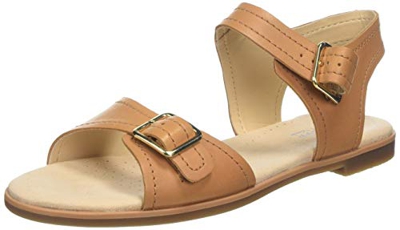 Clarks Bay Primrose, Sandalia con Pulsera para Mujer, Marrón (Light Tan Leather-), 38 EU