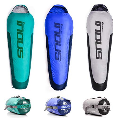 meteor Saco de Dormir Tipo Momia - Ideal para niños y adultos en Viaje, Camping, Acampada Senderismo al Aire Libre Portátil con Saco de Compresion IND
