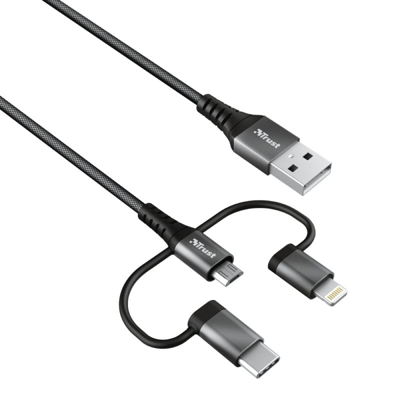 Trust Keyla 3 en 1 Cable USB 2.0 Macho a USB-C/Micro-USB/Lightning Macho