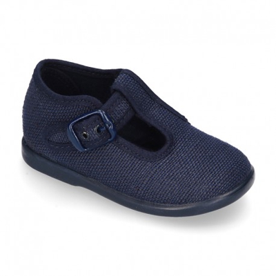 Zapatito Tipo Pepito En Lino Para Peques. 20 Azul Marino