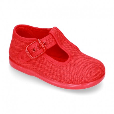 Zapatito Tipo Pepito En Lino Para Peques. 20 Rojo