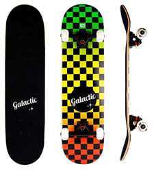 GALACTIC Skateboard Double Kick Trick, Planche à Roulettes Complète,avec Trucks en Alliage d'Aluminium et Roues de 52mm/95A,avec Roulements ABEC-9, po características