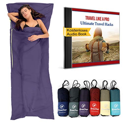 NirvanaShape ® Saco de Dormir para cabaña - Microfibra Muy Fina | Saco-sábana de Viaje y para Acampada | Saco de Dormir Interior, Funda | Ideal para c