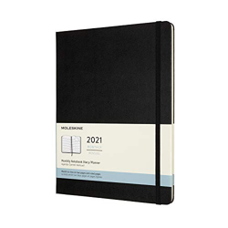 Moleskine - Agenda Mensual 2021, Agenda de 12 Meses, un Mes por Página, Tapa Dura, Tamaño XL de 19 x 25 cm, Color Negro, 128 Páginas características