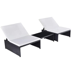 vidaXL 2X Tumbonas con Mesita de Jardín Sillones de Patio Sillas de Exterior Set Muebles Aire Libre Poli Ratán Sintético Negro Tipo Mimbre precio
