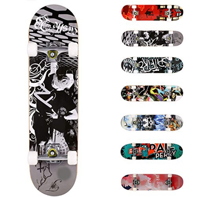 WeSkate Completo Skateboard 31"x8" 7 Capas Monopatín de Madera de Arce Skateboards con rodamientos ABEC-7 de 7 para Principiantes Niñas Niños Adolesce