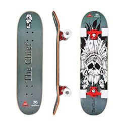 WIN.MAX Completo Skateboard para Principiantes 31"x8" 7 Capas Monopatín de Madera de Arce con rodamientos ABEC-7 Tabla de Skateboard(The Chief) características