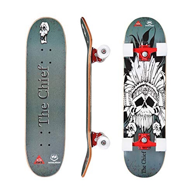 WIN.MAX Completo Skateboard para Principiantes 31"x8" 7 Capas Monopatín de Madera de Arce con rodamientos ABEC-7 Tabla de Skateboard(The Chief)