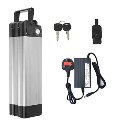 Vinteky Batería de E-Bike 24V 10.4AH, Batería de Iones de Litio para Bicicleta Eléctrica con Cargador de Bloqueo Antirrobo, 8.5 * 8.5 * 31 CM