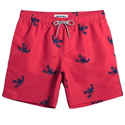 MaaMgic Hombre Bañador de Playa Tropical Vacaciones y Viajes en Verano con Bolsillos Rojo Cangrejo S