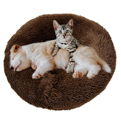 Eastlion Cama Perro Deluxe Felpa Redonda,Plush Cama Calmante Donut Gato Suave Cómoda,Nido Calentito Cojín Lavable para Mascotas Pequeña Gatos y Perros precio