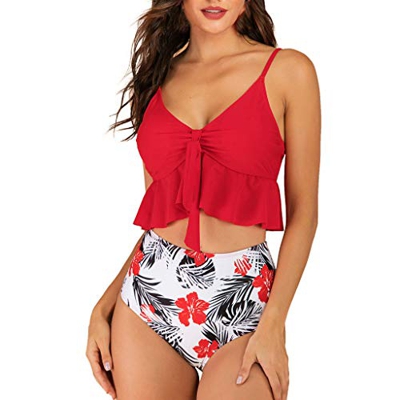 Bikinis Mujer 2019 Bikini con Estampado de Cintura Alta Sexy Traje de Baño de Dos Piezas Brasileños Acolchado Bañador vikinis Push Up Dividido BañAdor