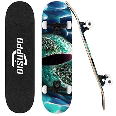 DISUPPO Patinetas para principiantes, patineta completa de 31 "x 7.8" Pro, 7 capas de arce de nivel A, doble patada cóncava estándar y patinetas de tr