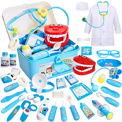 Buyger 35 Piezas Maletin Medicos Doctora Juguete Disfraz Doctora Kit Medicos Juego Accesorios Juego de rol Cumpleaños Regalos para Niñas Ninos 3 4 5 6