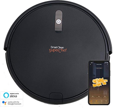 SuperChef Robot Aspirador SF423 SmartClean WiFi, App, Compatible con Alexa y Google Home, Navegación Inteligente Gyroscópica