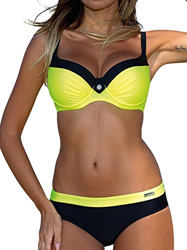 UMIPUBO Mujer Bikini Push-Up Acolchado Bra Trajes de Baño Tops y Braguitas Bikini Sets (ES 44, Estilo1:Amarillo) en oferta