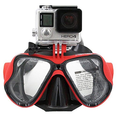 TELESIN - Gafas de bucear con soporte compatible para on GoPro, Hero3, 3+ y 4/4 Session, para buceo con Go-Pro, rojo