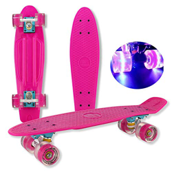 WELLIFE RGX - Monopatín Mini Cruiser completo Skate Board para niños jóvenes adultos principiantes 22" Ruedas de PU Luces LED Tabla de plástico reforz en oferta