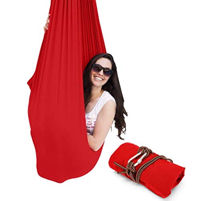 BuoQua Silla de Columpio para Colgar con Asiento Ajustable y Antena para Yoga, Hamaca sensorial para niños o Adultos, Cuerda de árbol y Terapia de Aut