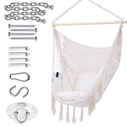Ohuhu Hamaca silla Relax Swing silla de algodón para una comodidad superior, durabilidad interior al aire libre dormitorio patio jardín precio