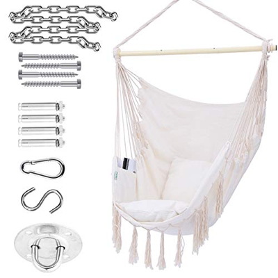 Ohuhu Hamaca silla Relax Swing silla de algodón para una comodidad superior, durabilidad interior al aire libre dormitorio patio jardín