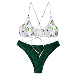 Sylar Bikini Mujer 2020 Push Up con Relleno Estampado de Aguacate Bañadores para Mujer Conjunto de Bikini Dos Piezas Trajes de Baño Dividido Ropa de P en oferta